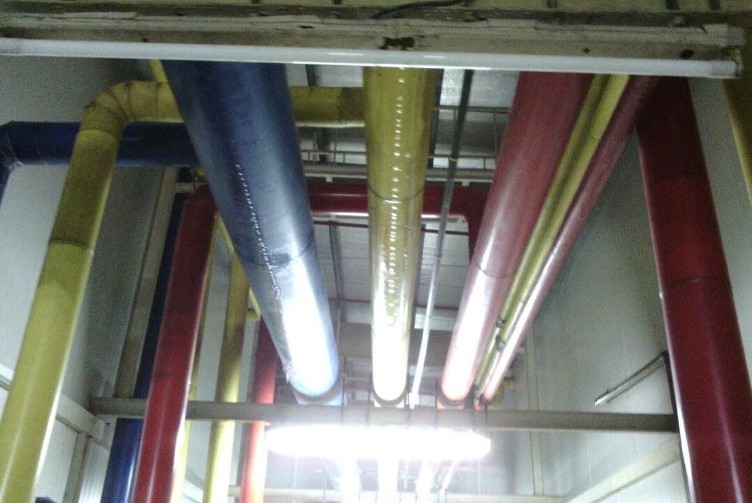 The same pipework photographed in visible light